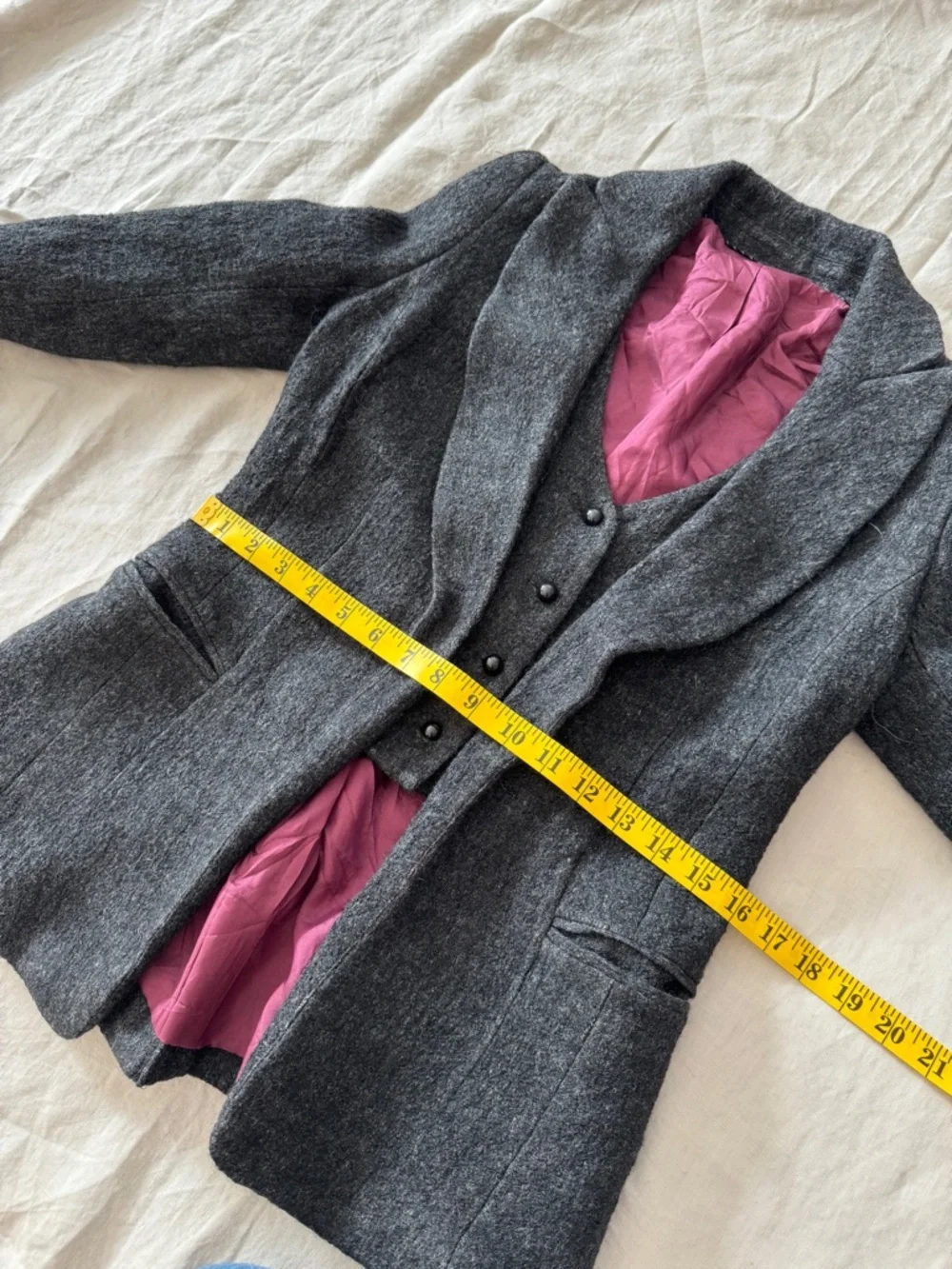 Vintage Edwardian style Charcoal grey Blazer w waistcoat vest xs academia - Picture 12 of 16